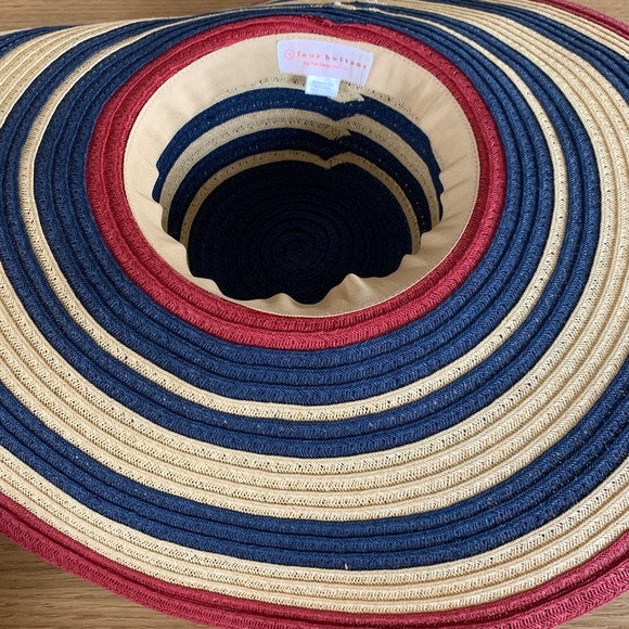 Women's Paperboard Patterned String Sun Hat Navy - Picture 4 of 4